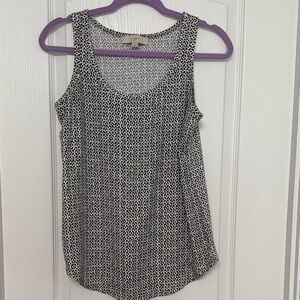LOFT Black and White Geometric Sleeveless Tank
